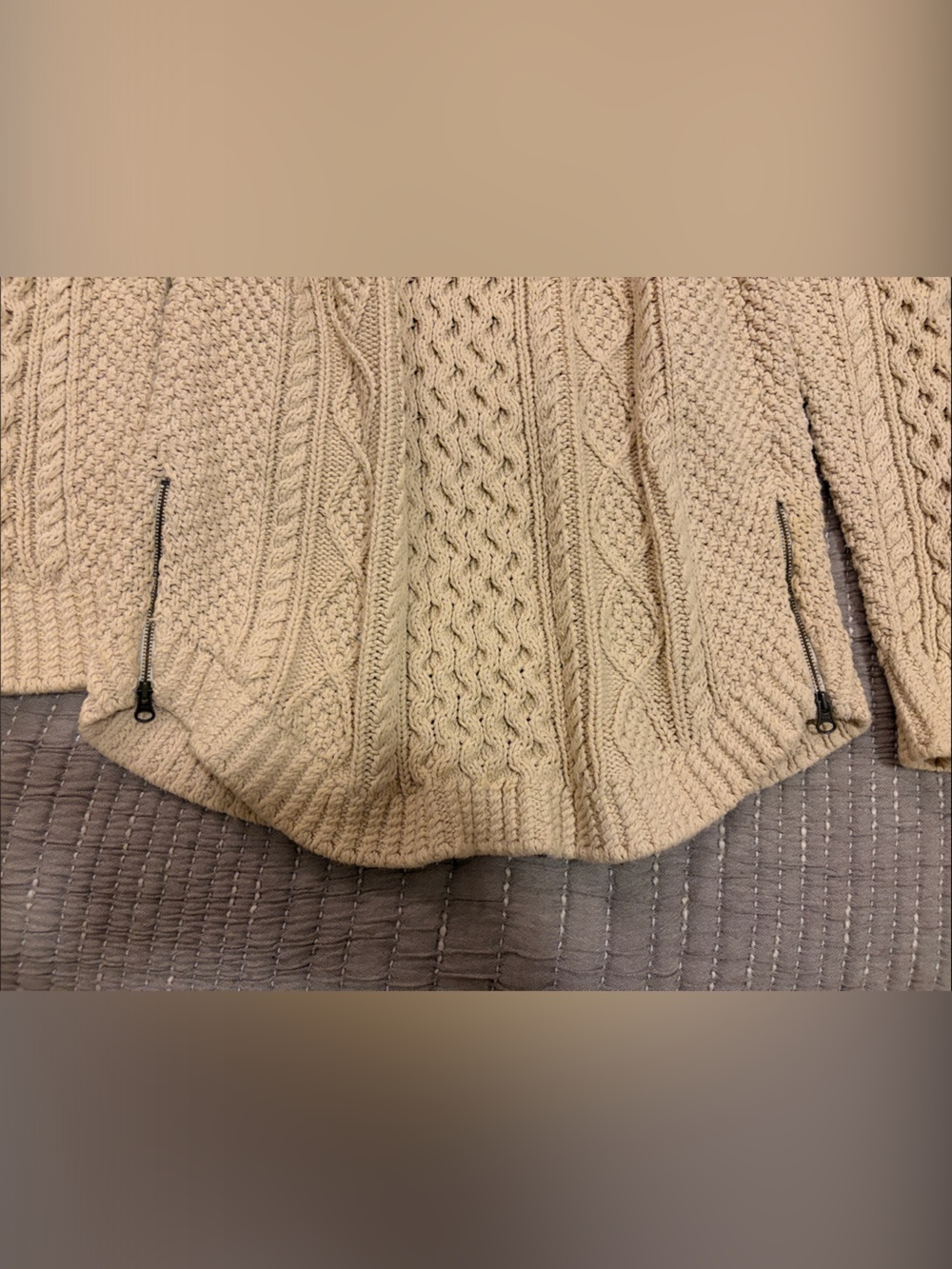 LL Bean Signature Cream Cable Knit Scoopneck Sweater - Picture 5 of 10